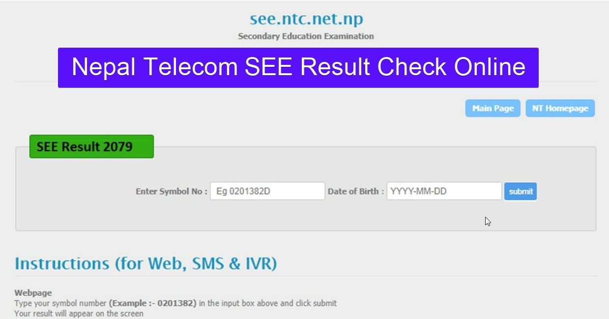 Checking Nepal Telecom SEE Result Online see.ntc .net .np