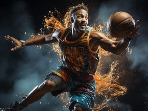 basketball player with word angel his jersey