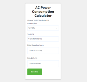 Calculate 1 Ton AC Watt