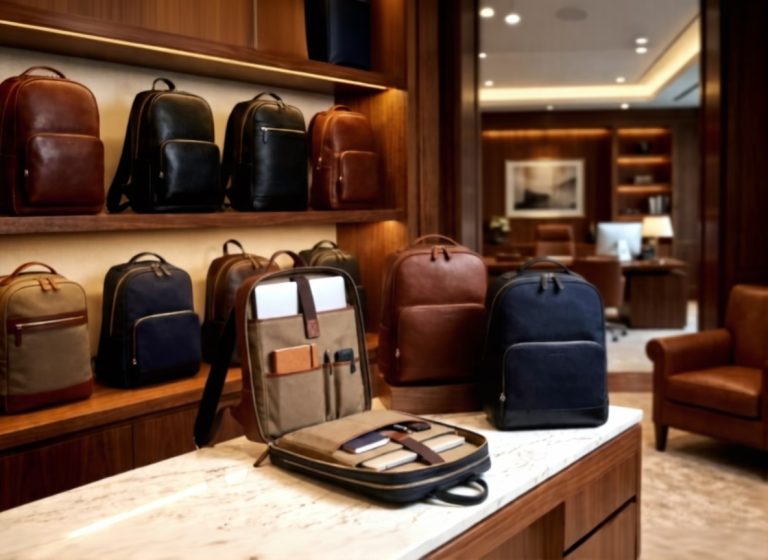 business leather backpack daily travel commute professional